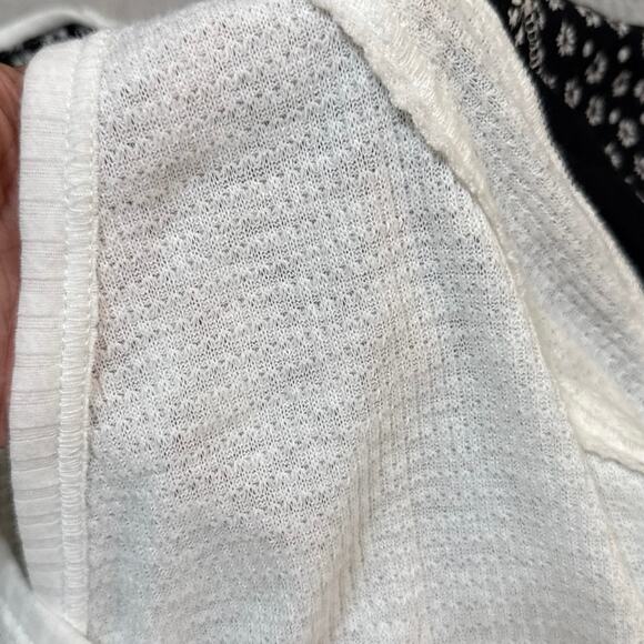 Free People Auxton Thermal Waffle Knit Wrap Top Medium Colorblock Floral Boho - Picture 10 of 10